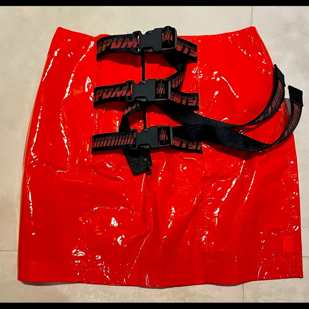 red vinyl fenty rave mini skirt. Sold out everywhere and a very unique piece